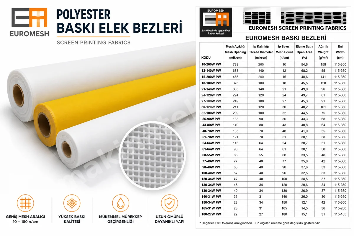 Euromesh Polyester Baskı Elek Bezi