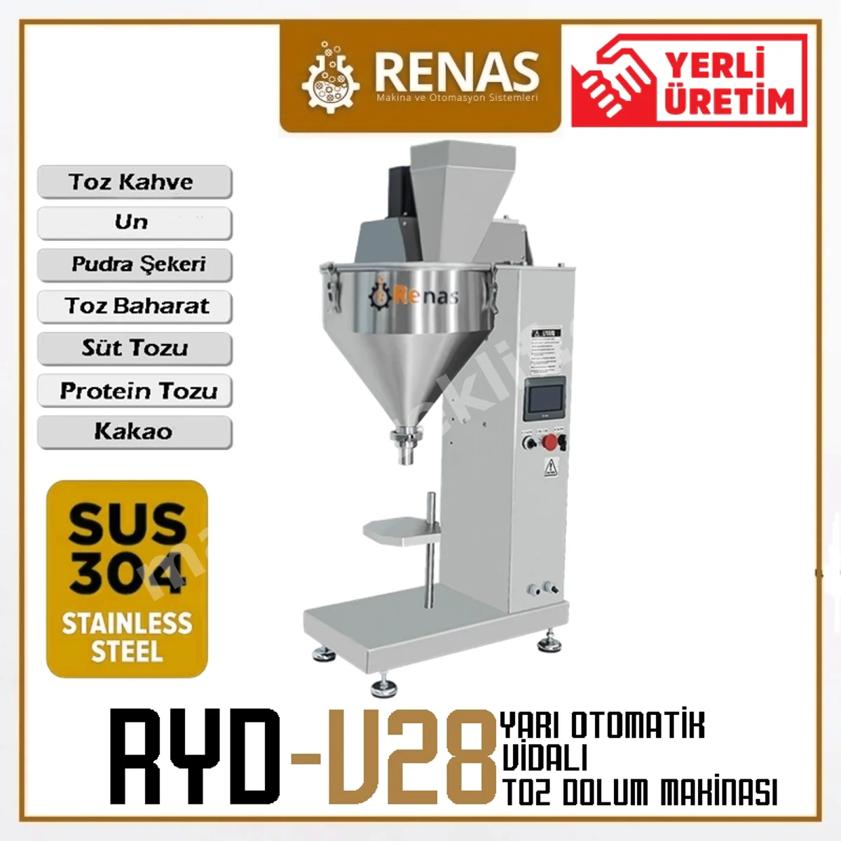 Yarı Otomatik Vidalı Toz Dolum Makinası - Ryd-v28