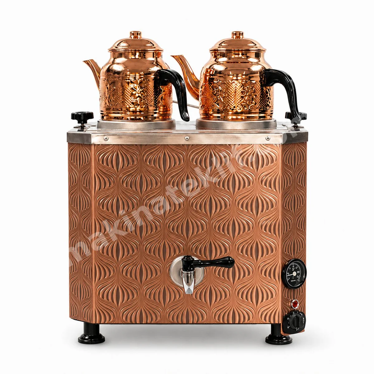 2 Demlikli Full Otomatik Bakır Çay Kazanı Elektrikli