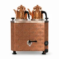 2 Demlikli Full Otomatik Bakır Çay Kazanı Elektrikli