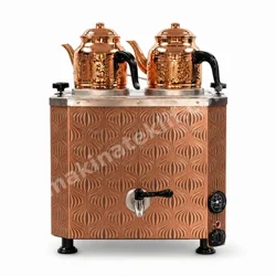 2 Demlikli Full Otomatik Bakır Çay Kazanı Elektrikli