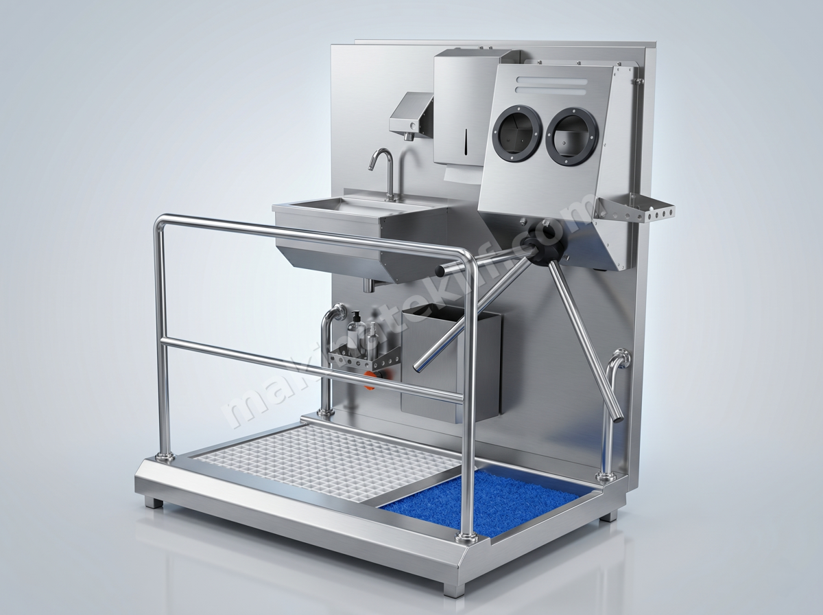HGE-M1 Hygiene Barrier — With Disinfection Pool & Sink, Compact