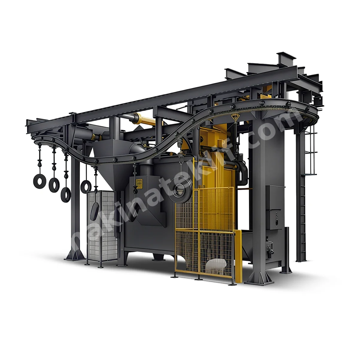 Conveyorized Overhead Continuous Shot Blasting Machine